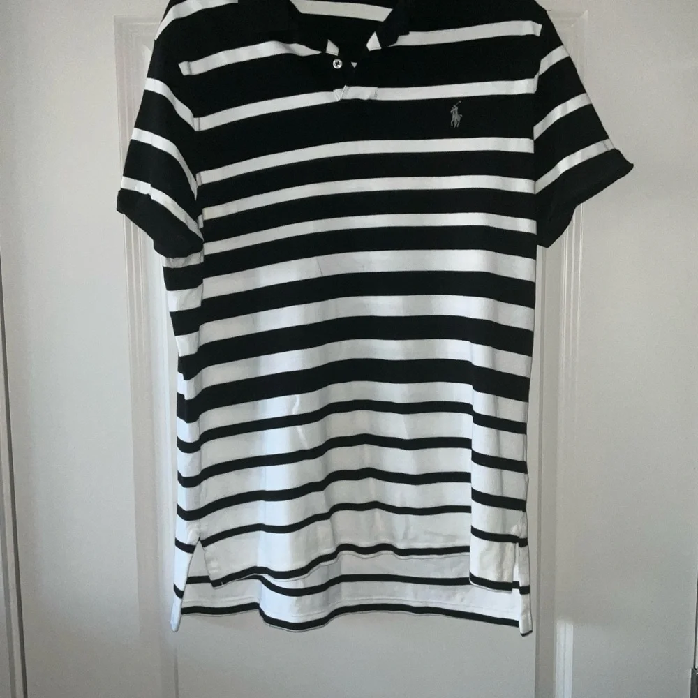 Ralph Lauren Black and White Striped Polo Shirt